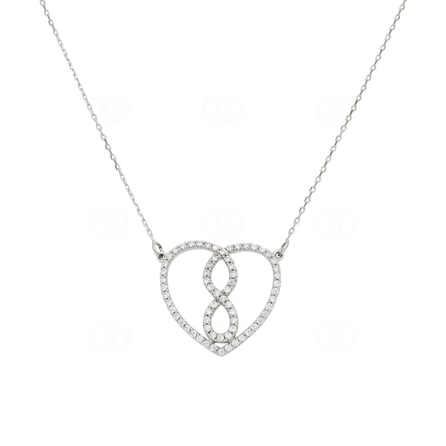 Necklace 750/18 K White Gold Heart with Cubic Zirconia - MZ0034-02