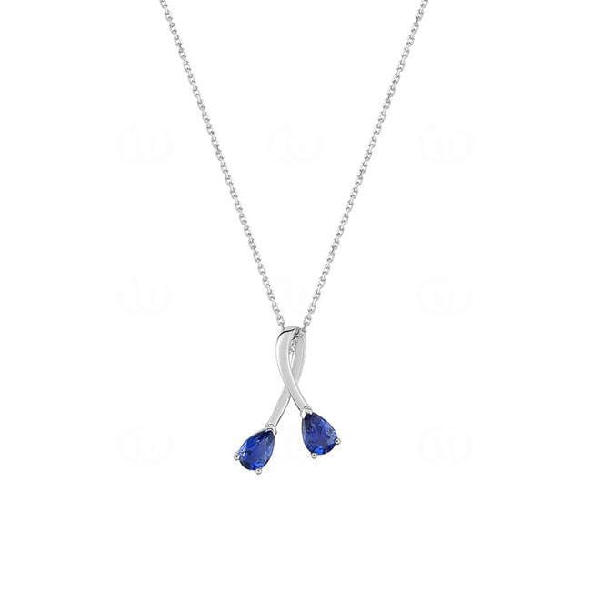 Necklace 750/18 K White Gold with 2 Sapphires - 3.7008.S1-42