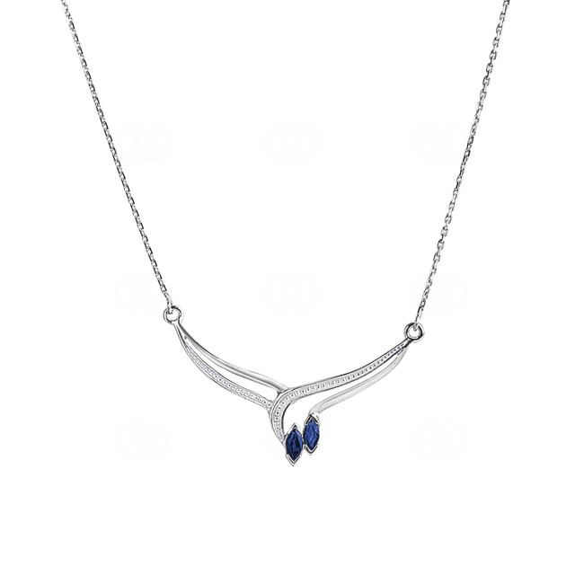 Necklace 750/18 K White Gold with 2 Sapphires 0.22ct. - 3.4018.S1-42