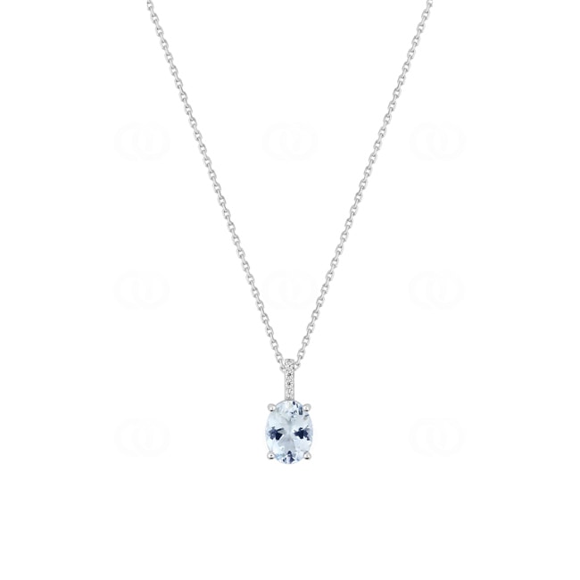 Collier 750/18 K Weissgold mit Aquamarin oval & Zirkonia - 3.7569.M1