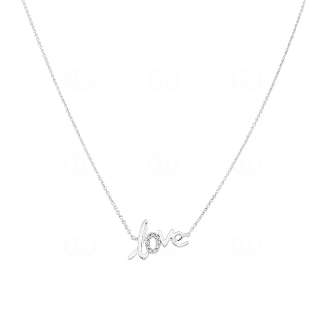 Collier 750/18 K Weissgold Love mit Diamanten 0.03 ct H/si - KE-57606-WG