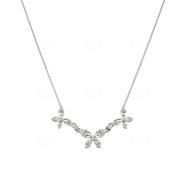 Collier 750/18 K Weissgold Schmetterlinge mit Diamanten 0.25 ct H/si - KE-098328-WG