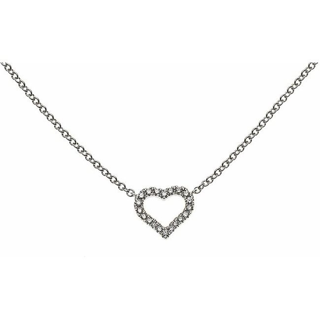 Necklace 750/18 K White Gold Heart with Diamonds - CBR201245