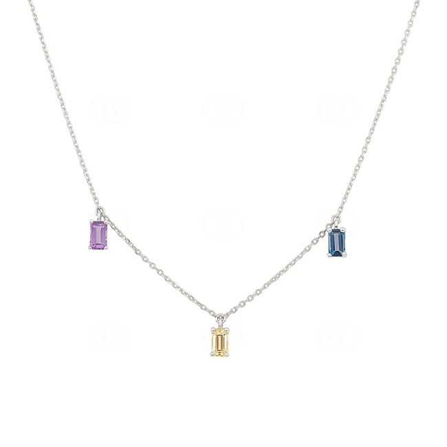 Collier 750/18 K Weissgold mit Farbsteinen - 778271W