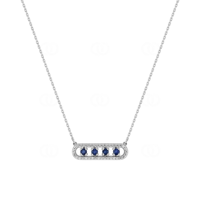 Collier or gris 750/18 ct avec saphirs & zircones - 3.7390.S1