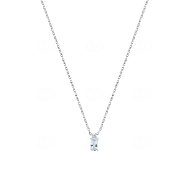 Collier 750/18 K Weissgold mit Aquamarin & Diamant 0.01 ct - 3.7407.M1