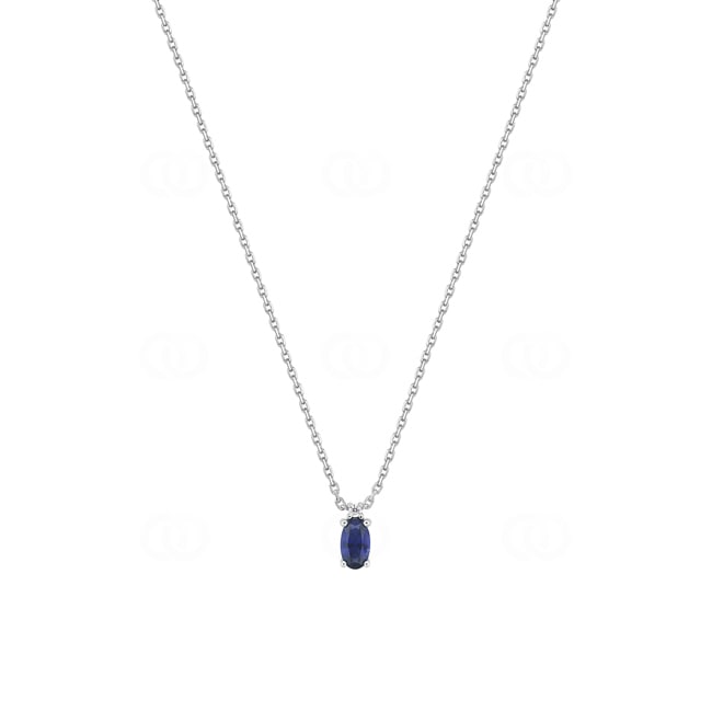 Collier 750/18 K Weissgold mit Saphir & Diamant 0.01 ct - 3.7407.S1