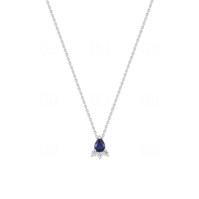 Collier or gris 750/18 ct avec saphir et zircones - 3.7584.S1