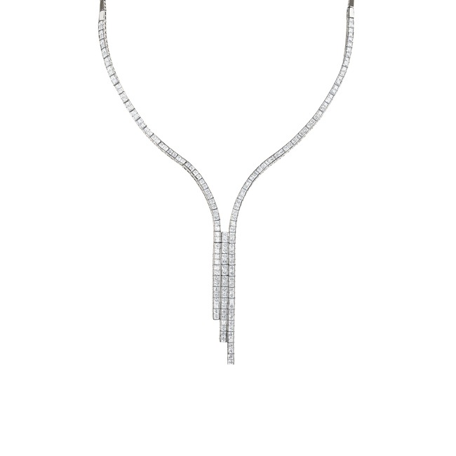 Collier 750/18 K Weissgold mit Zirkonia - N0222-WG