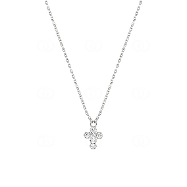 Collier or gris 750/18 ct Croix avec zircones - 3.7138.Z1