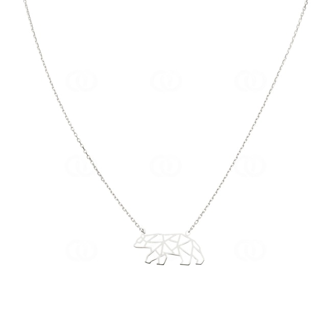 Necklace 925 Silver rhodium-plated 42cm, Bear - 332263