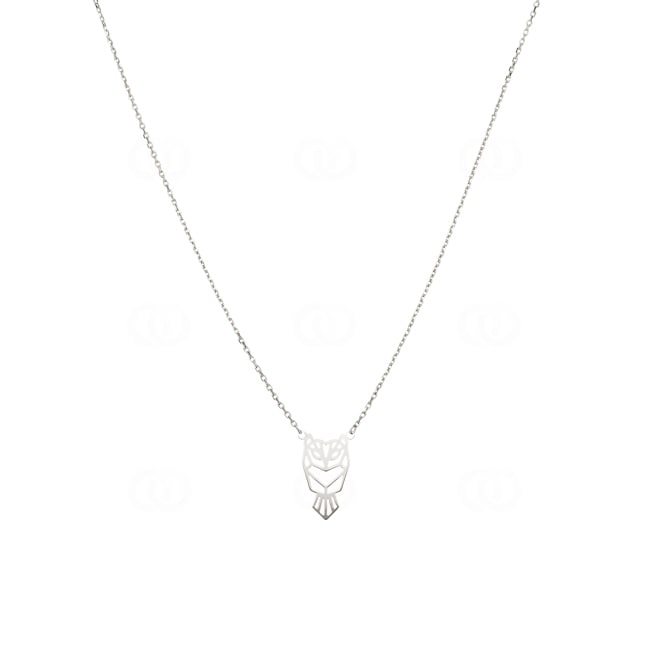Necklace 925 Silver rhodium-plated 42cm, Owl - 332248
