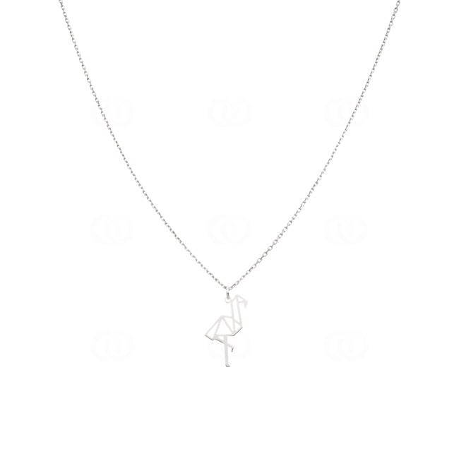Necklace 925 Silver rhodium-plated 42cm, Flamingo - 332247
