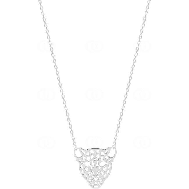Necklace 925 Silver rhodium-plated 42cm, Leopard - 332245