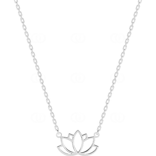 Necklace 925 Silver rhodium-plated 42cm, Lotus Blossom - 332262