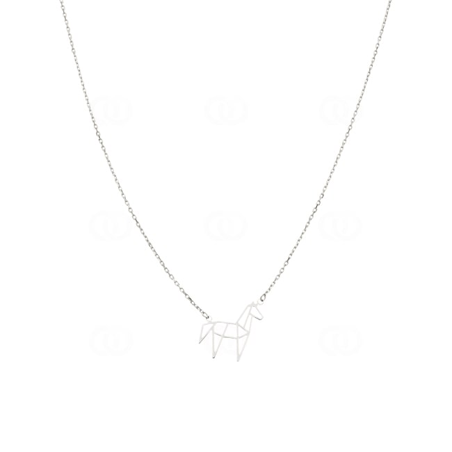 Necklace 925 Silver rhodium-plated 42cm, Horse - 332251