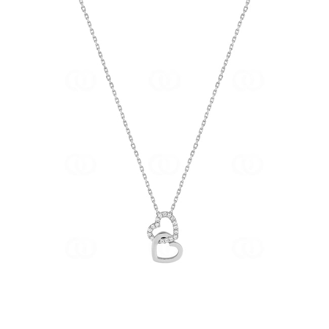 Necklace 925 Silver rhodium-plated Hearts with Cubic Zirconia 43cm - ASCV86Z40