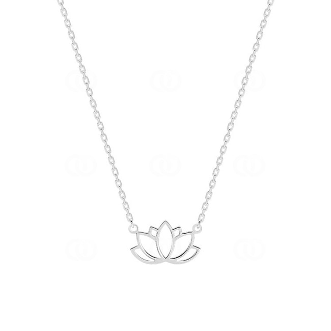 Necklace 925 Silver rhodium-plated Lotus Blossom 42cm - 332262