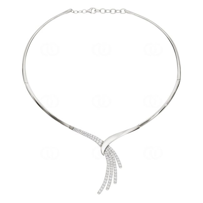Collier 925 Silber rhodiniert mit Zirkonia pavé 42cm - ASCX21Z40
