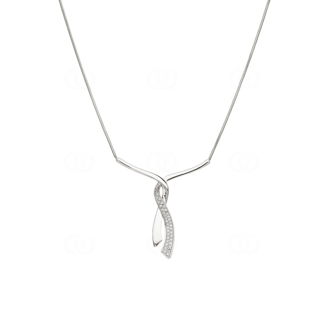 Collier 925 Silber rhodiniert mit Zirkonia pavé 43cm - ASCH34Z40