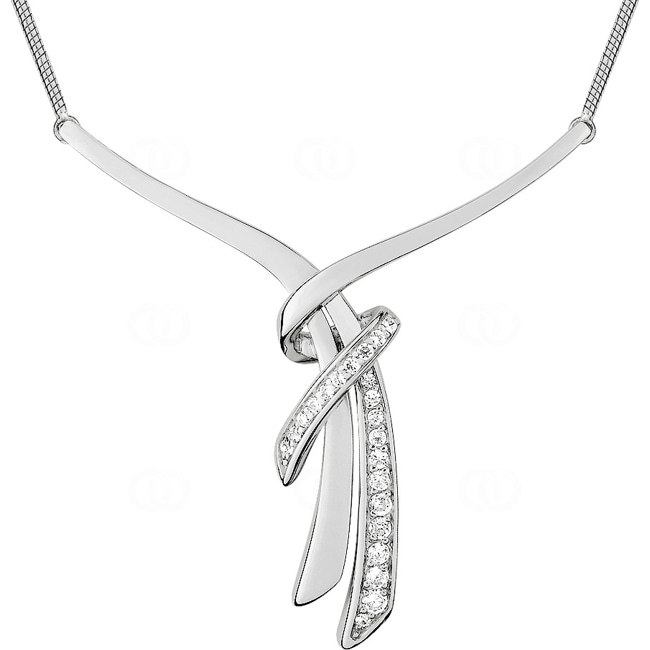 Collier 925 Silber rhodiniert mit Zirkonia pavé 43cm - ASCM77Z40
