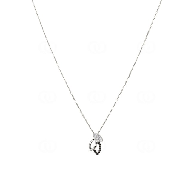 Collier 925 Silber rhodiniert mit Zirkonia schwarz / weiss 43cm - ASCW43NZ