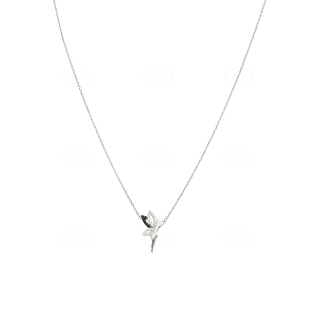 Necklace 925 Silver rhodium-plated Fee with black and white Cubic Zirconia 43cm - ASCU19NZ
