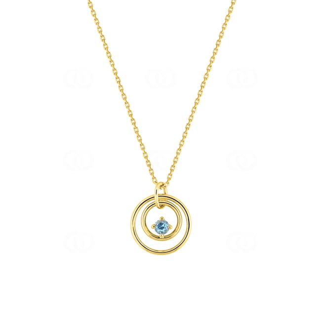 Collier mit Anhänger 375/9 K Gelbgold mit Blautopas - 397330.T0