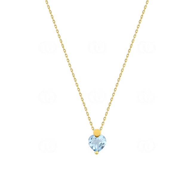 Necklace 375/9 K Yellow Gold with Heart Cut Blue Topaz - 59FE22JT