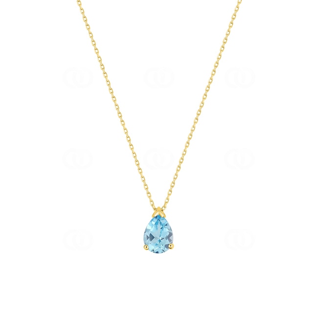 Collier or jaune 375/9 ct avec topaze bleue poire - 59FG21JT