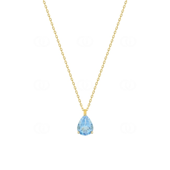 Collier or jaune 375/9 ct avec topaze bleue poire - 393021.T0-42
