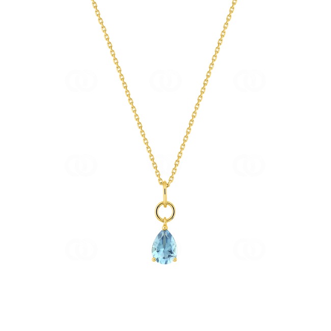 Collier mit Anhänger 375/9 K Gelbgold mit Blautopas Tropfen - 397332.T0