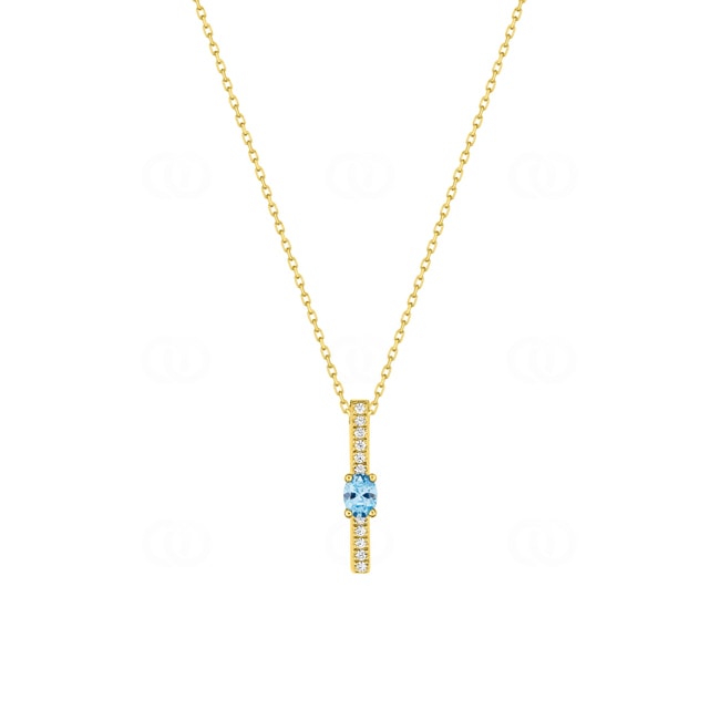 Collier mit Anhänger 375/9 K Gelbgold mit Blautopas & Zirkonia - 5PA823JTZ