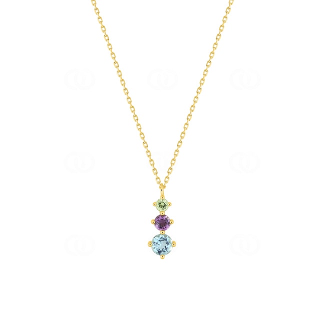 Collier mit Anhänger 375/9 K Gelbgold mit Farbsteinen Collier mit Anhänger 375/9 K Gelbgold mit Farbsteinen - 397465.V0