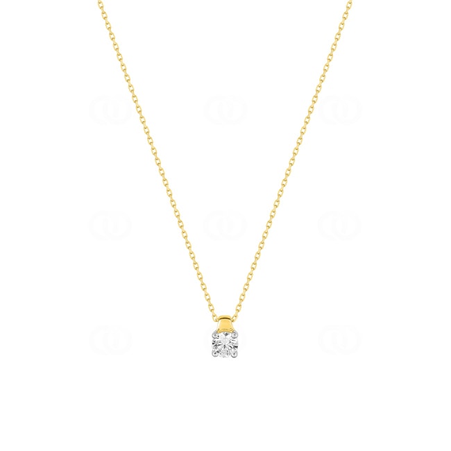 Collier or jaune 375/9 ct avec zircone solitaire 4.0mm Collier or jaune 375/9 ct avec zircone solitaire 4.0mm - 39320.Z3-42