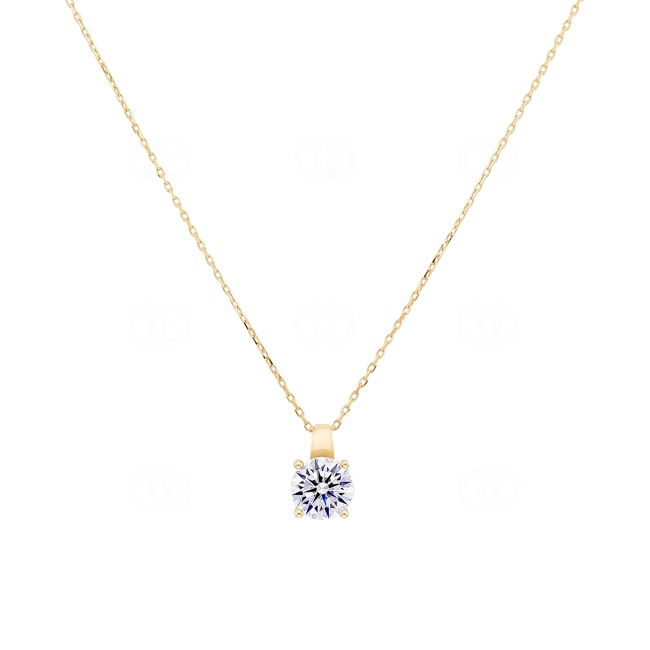 Collier mit Anhänger 375/9 K Gelbgold mit Zirkonia 6.5mm - 393028.Z0-42