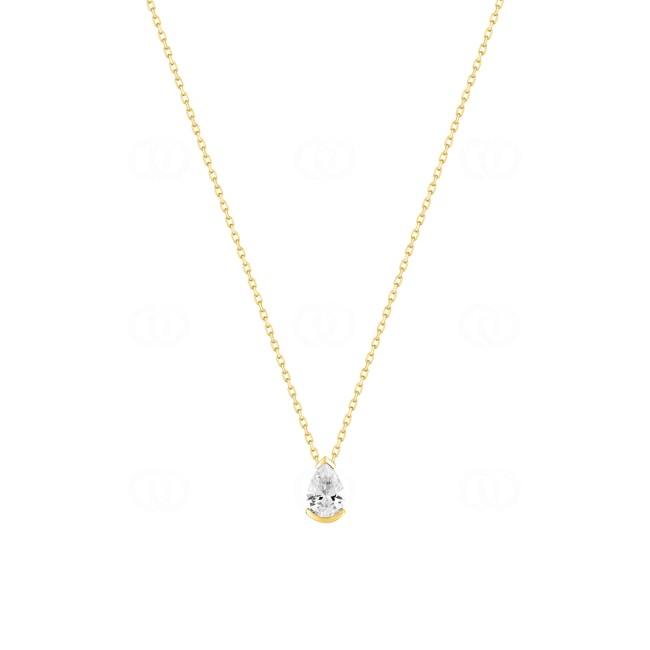 Collier or jaune 375/9 ct avec zircone poire 6.0mm - S12.55109