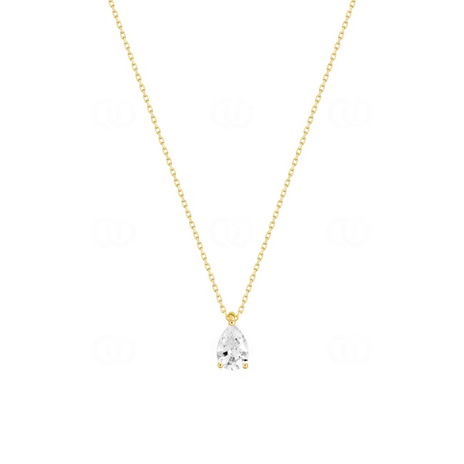 Collier or jaune 375/9 ct avec zircone poire 7.0mm - 59YA464JZ