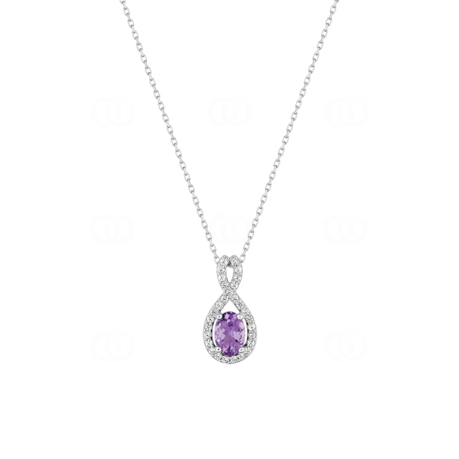 Collier mit Anhänger 375/9 K Weissgold mit Amethyst oval & Zirkonia - 5FA609GAZ
