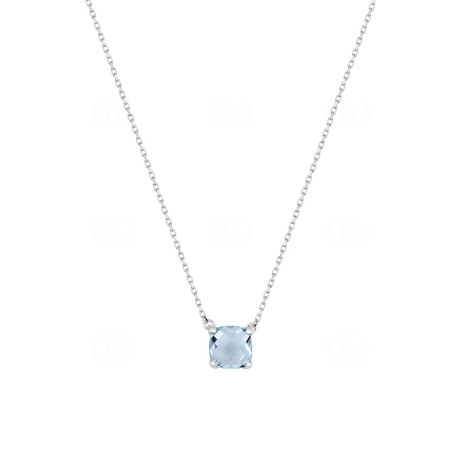 Collier mit Anhänger 375/9 K Weissgold mit Blautopas Kissen - 397153.T1
