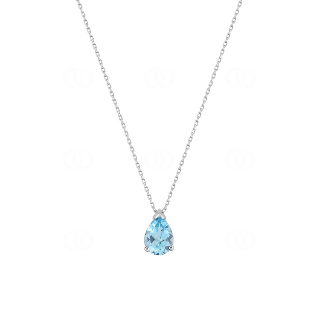 Collier or gris 375/9 ct avec topaze bleue poire - 59FG21GT