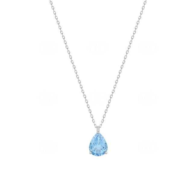 Collier or gris 375/9 ct avec topaze bleue poire - 393021.T1-42