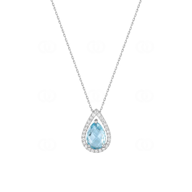 Collier mit Anhänger 375/9 K Weissgold mit Blautopas & Zirkonia - 59FV97GTZ