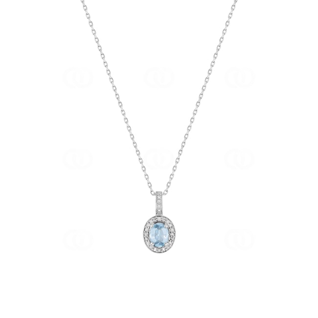 Collier or gris 375/9 ct avec topaze bleue & zircones - 397104.T1