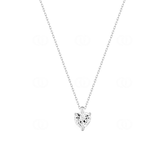 Collier or gris 375/9 ct avec zircones cœurs Collier or gris 375/9 ct avec zircones cœurs - 59SW81GZ