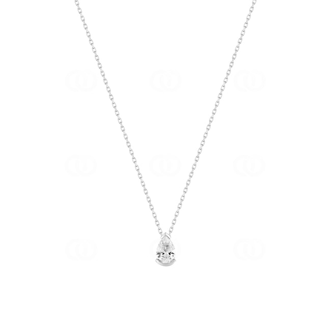 Necklace 375/9 K White Gold with Pear Cut Cubic Zirconia 6.0mm - S12.55108