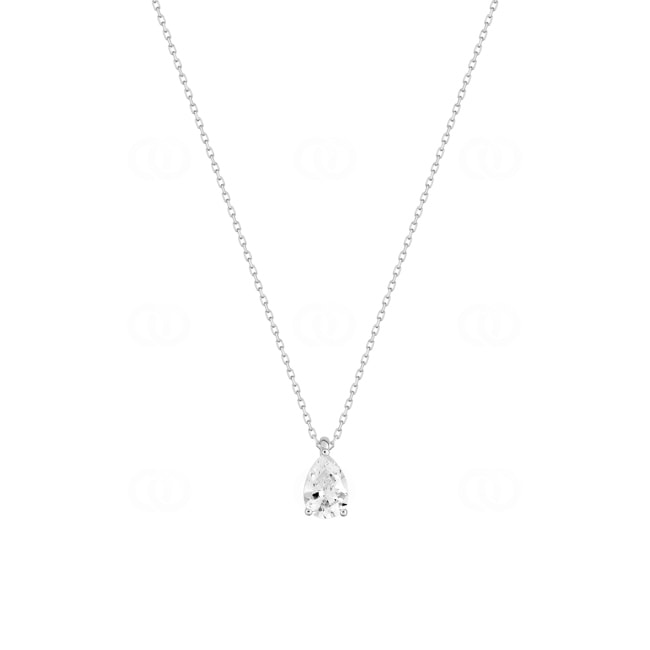 Collier or gris 375/9 ct avec zircone poire 7.0mm - 59YA464GZ