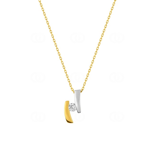 Collier 750/18 K or bicolore avec zircone - 3.177.Z3-42