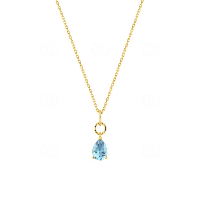 Collier or jaune 750/18 ct avec topaze bleue poire - 3.7332.T0