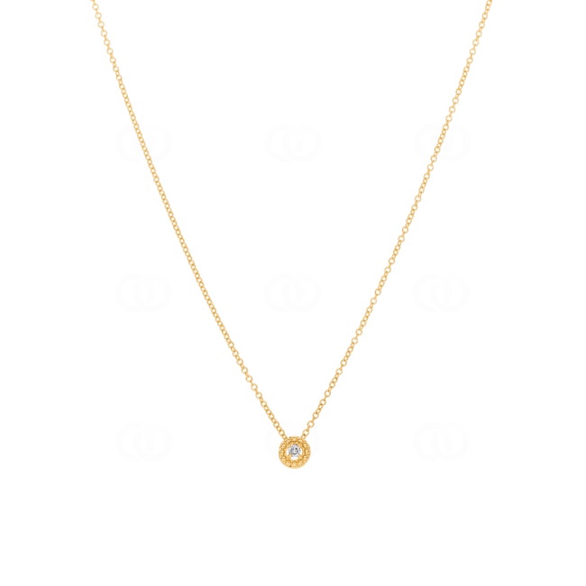 Collier avec pendentif or jaune 750/18 ct avec diamants 0.04 ct H/si - KE-69890-GG